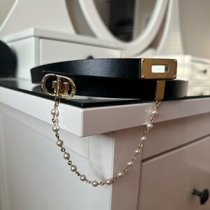 Dior 30 Montaigne Belt with Resin Pearls - Black Leather 20mm [size small]